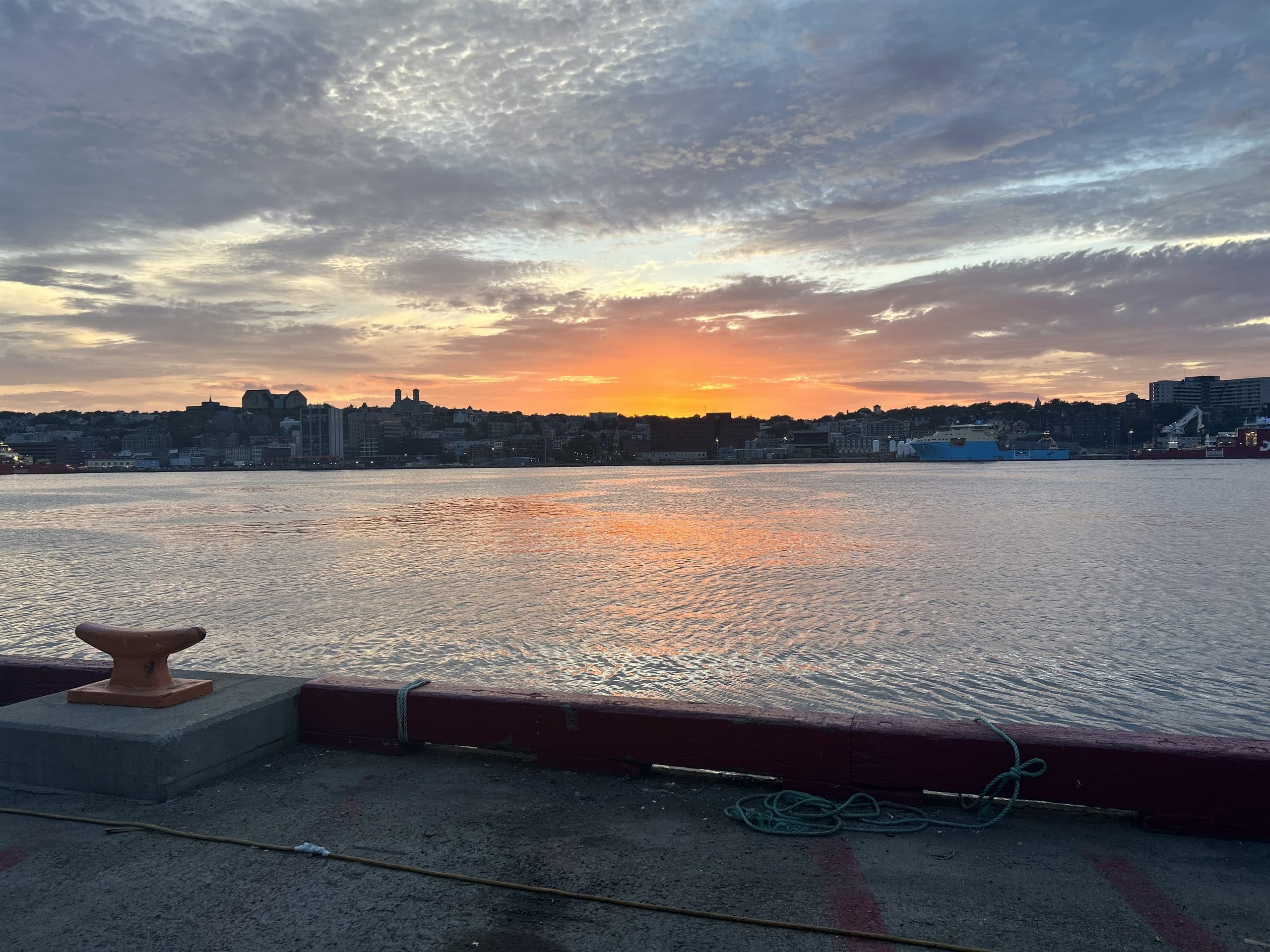 Sunset over St. John's harbour, seen from the wharf